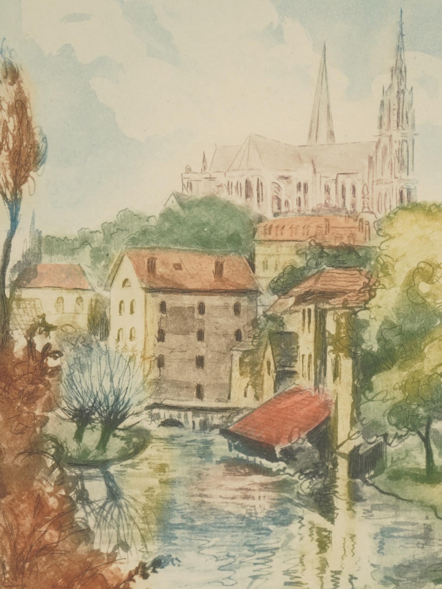 COLOR ETCHINGS OF CATHEDRAL IN CHARTRES SIGNED PIC-2